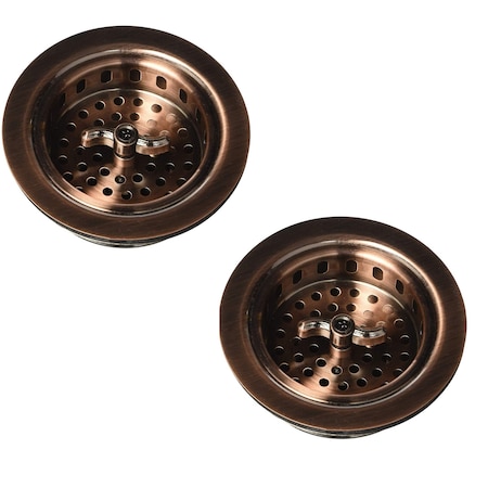 Westbrass Two Wing Nut Style Large Kitchen Basket Strainer in Antique Copper D2135-11